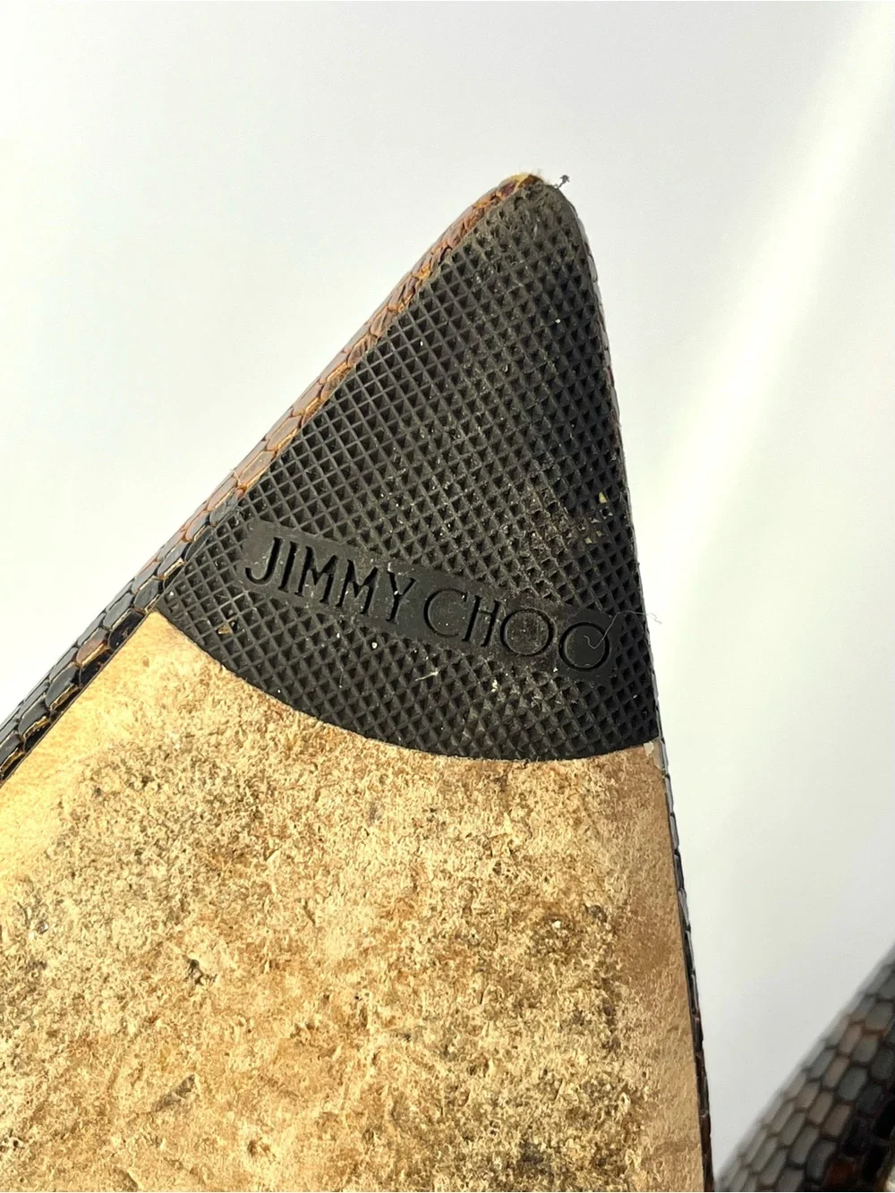 Jimmy Choo Beyla Brown Snake-Print Python Leather Ankle Booties 38 EU/ 7.5 US
